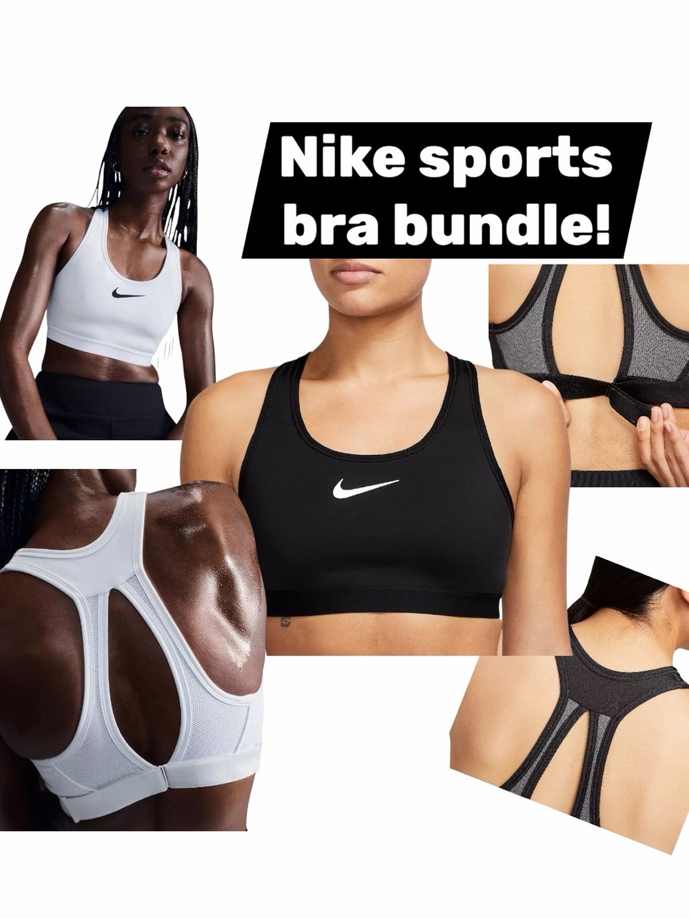 3x Nike Women Swoosh Support Non-Padded Sports Bra Bundle Size Large